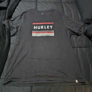 Hurley Charcoal Tee with Red and White Stripes
